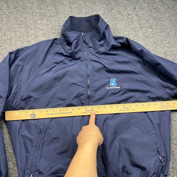 Tri-Mountain Jacket Mens Large Navy Blue Employee Fleece Nylon Windbreaker Hike - Picture 9 of 16